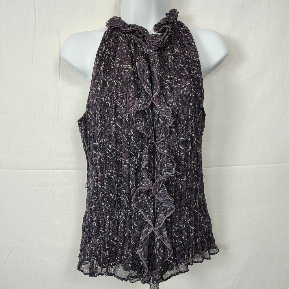 Gianni Bini Top Women's S SILK Mesh Sleeveless‎ Halter Purple Fairycore Office